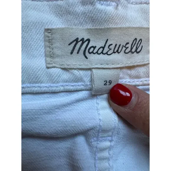 Madewell White Denim Shorts Size 29 Frayed Hem Mid Rise Summer Staple - Picture 3 of 6